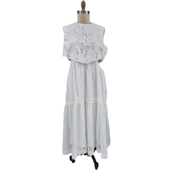 Impressions white Embroidered Maxi dress Sz 1X Wedding Summer Beach Travel NWT - Picture 1 of 9